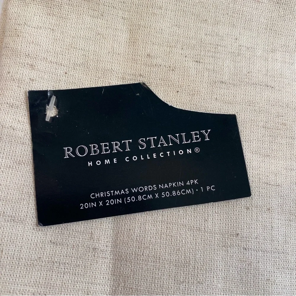 Robert Stanley Home Collection Christmas Words 4 Pack 20 x 20 Natural Napkin Set